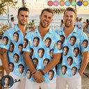 Top Market, Humorous, Gift For Men, Custom Photo, Gift For Yourself, Wedding, Cut-Face Photo - Custom Photo Funny Face Wedding Party - Personalized Hawaiian Shirt