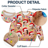 Christmas, Humorous, Gift For Men, Custom Photo, Gift For Yourself, Cut-Face Photo - Custom Photo Funny Hairy Muscle Body Family Face Cut - Personalized Unisex Ugly Sweater