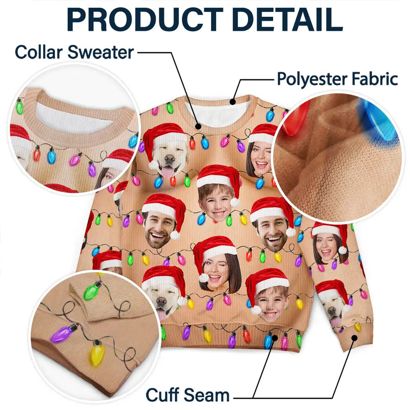 Christmas, Humorous, Gift For Men, Custom Photo, Gift For Yourself, Cut-Face Photo - Custom Photo Funny Hairy Muscle Body Family Face Cut - Personalized Unisex Ugly Sweater