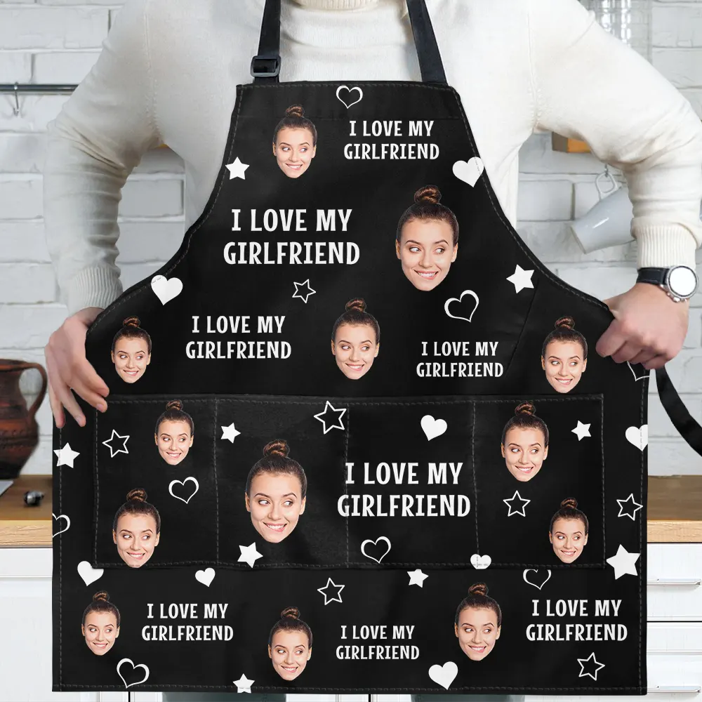 Gift For Couples,Custom Photo,Funny,Gift For Husband - Custom Photo Funny I Love My Wife Husband - Personalized Apron