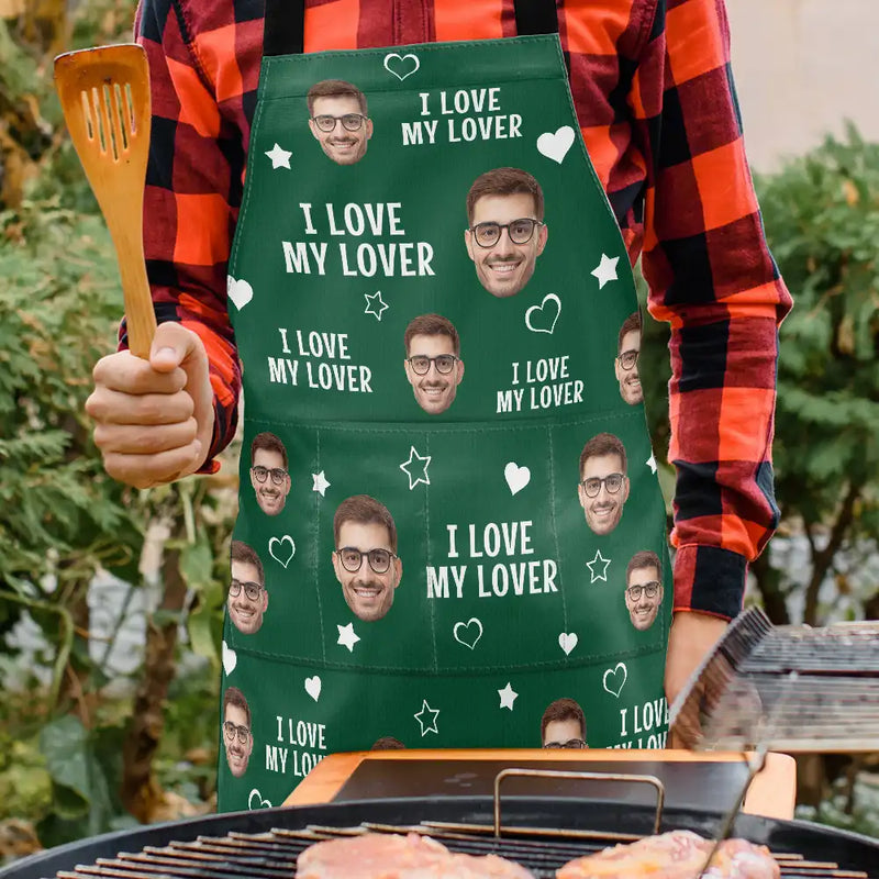 Gift For Couples,Custom Photo,Funny,Gift For Husband - Custom Photo Funny I Love My Wife Husband - Personalized Apron