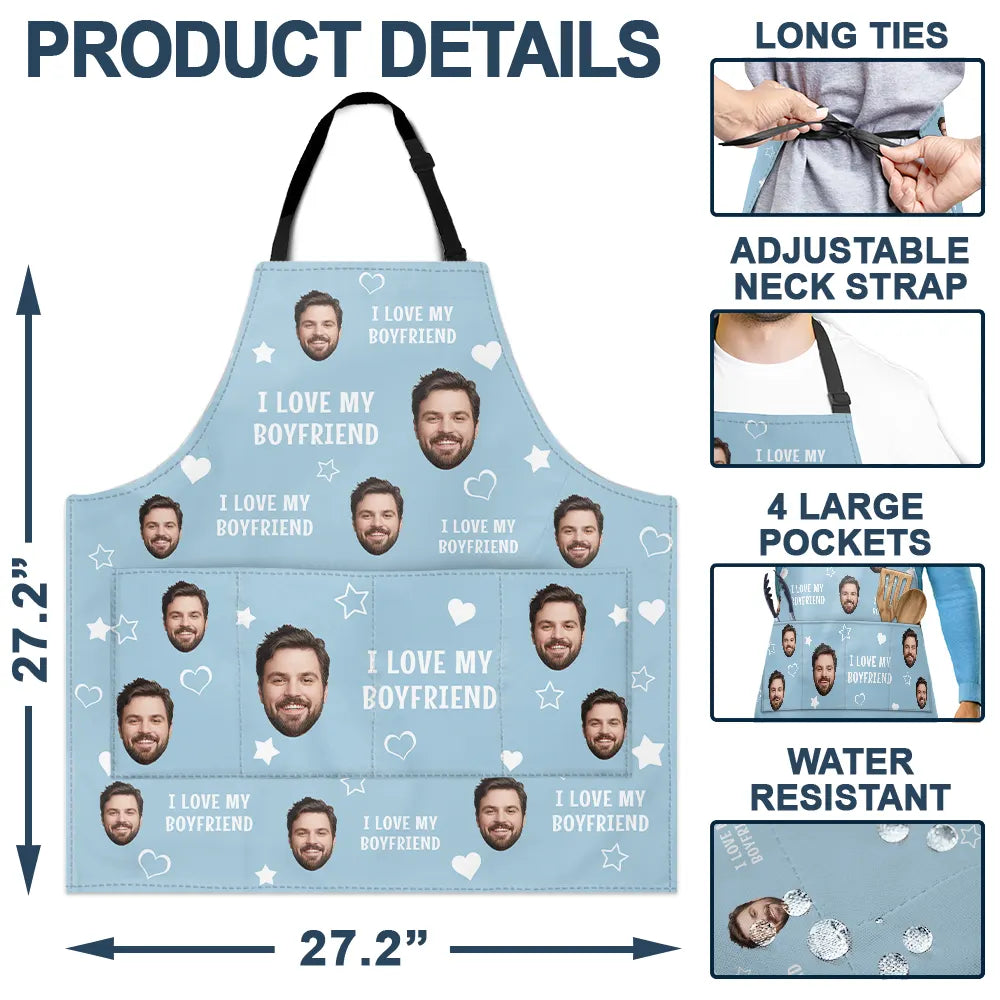 Gift For Couples,Custom Photo,Funny,Gift For Husband - Custom Photo Funny I Love My Wife Husband - Personalized Apron