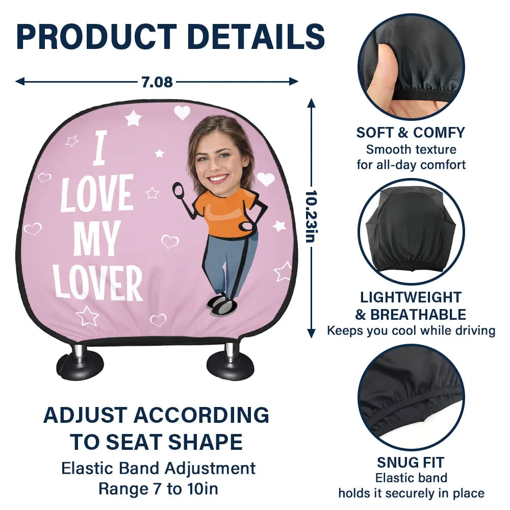 Gift For Couples,Custom Photo,Funny - Custom Photo Funny I Love My Wife Husband - Personalized Car Headrest Covers