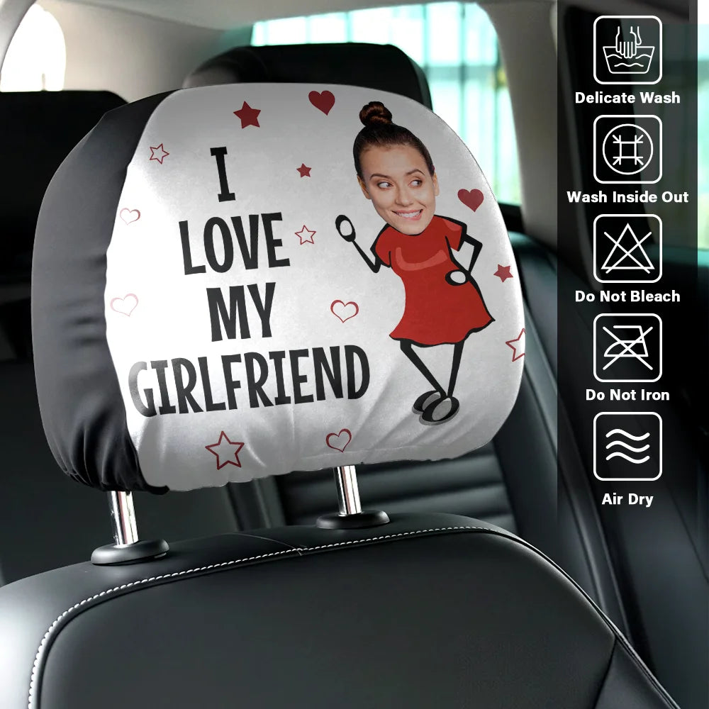 Gift For Couples,Custom Photo,Funny - Custom Photo Funny I Love My Wife Husband - Personalized Car Headrest Covers