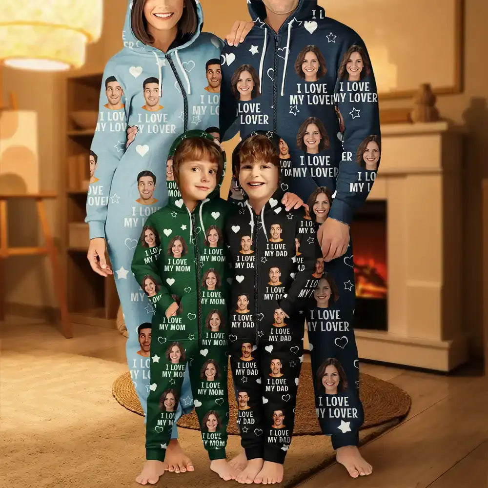 Gift For Husband,Gift For Wife,Gift For Couples,Custom Photo,Funny - Custom Photo Funny I Love My Wife Husband - Personalized Overall Onesie Hooded Jumpsuit