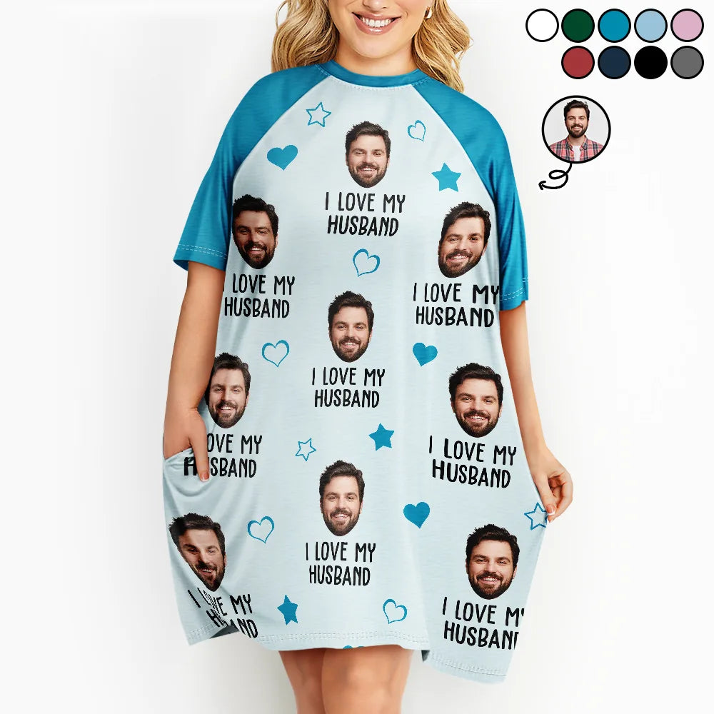 Custom Photo Funny I Love My Wife Husband - Personalized Women's Sleep Tee