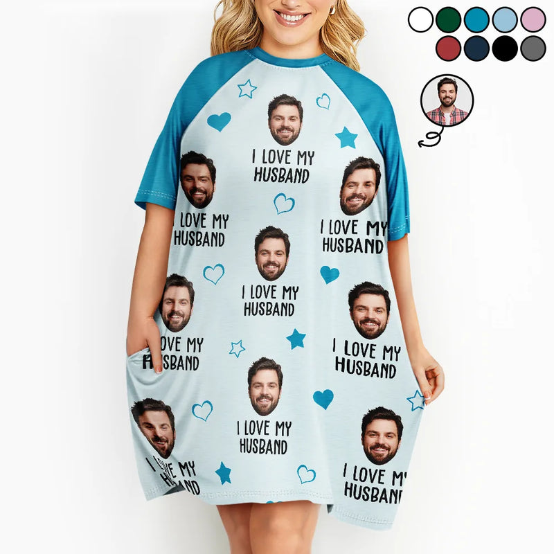 Gift For Couples,Gift For Wife,Custom Photo,Funny - Custom Photo Funny I Love My Wife Husband - Personalized Women's Sleep Tee