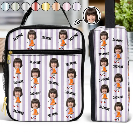 Custom Photo Funny Kid And Name - Personalized Kids Lunch Bag