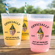 Retirement,Gift For Father,Gift For Grandpa,Gift For Grandma,Gift For Mother,Gifts For Colleagues,Happy,Photo,Humorous - Custom Photo Funny Officially Retired - Personalized Frosted Cups