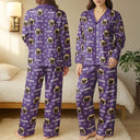 Dog Lovers,Pet Lovers,Cat Lovers,Cat Mom,Dog Mom,Pet Mom,Happy - Custom Photo Funny Pet Face Pattern Dog Cat - Personalized Satin Pajama Set