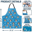 Cat Lovers,Pet Lovers,Dog Lovers,Dog Mom,Dog Dad,Cat Mom,Cat Dad,Happy - Custom Photo Funny Pet Face Pattern Dog Cat Family - Personalized Apron