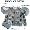 Cat Lovers, Pet Lovers, Dog Lovers, Dog Mom, Cat Mom, Happy - Custom Photo Funny Pet Face Pattern Dog Cat Family - Personalized Cardigan