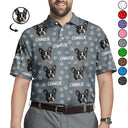 Cat Lovers,Pet Lovers,Dog Lovers,Dog Mom,Dog Dad,Cat Mom,Cat Dad,Happy - Custom Photo Funny Pet Face Pattern Dog Cat Family - Personalized Polo Shirt