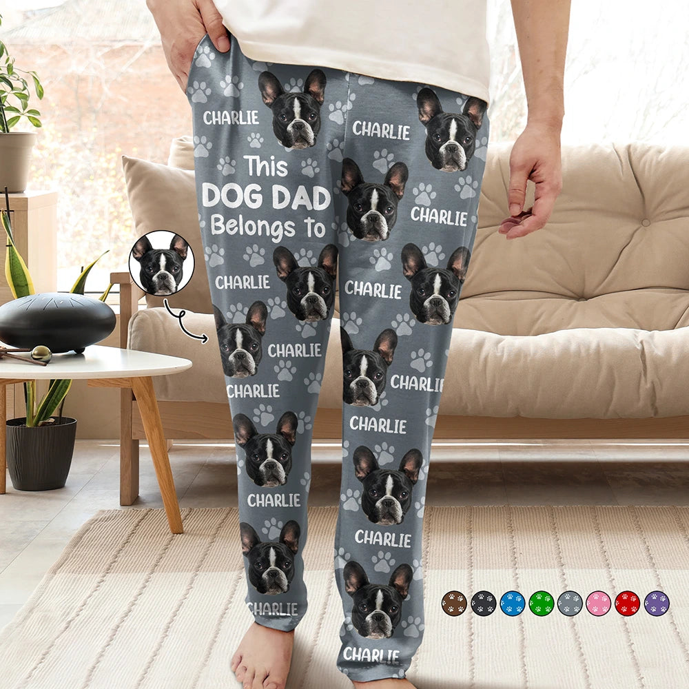Custom Photo Funny Pet Face This Dog Dad Belongs To - Personalized Pajama Pants