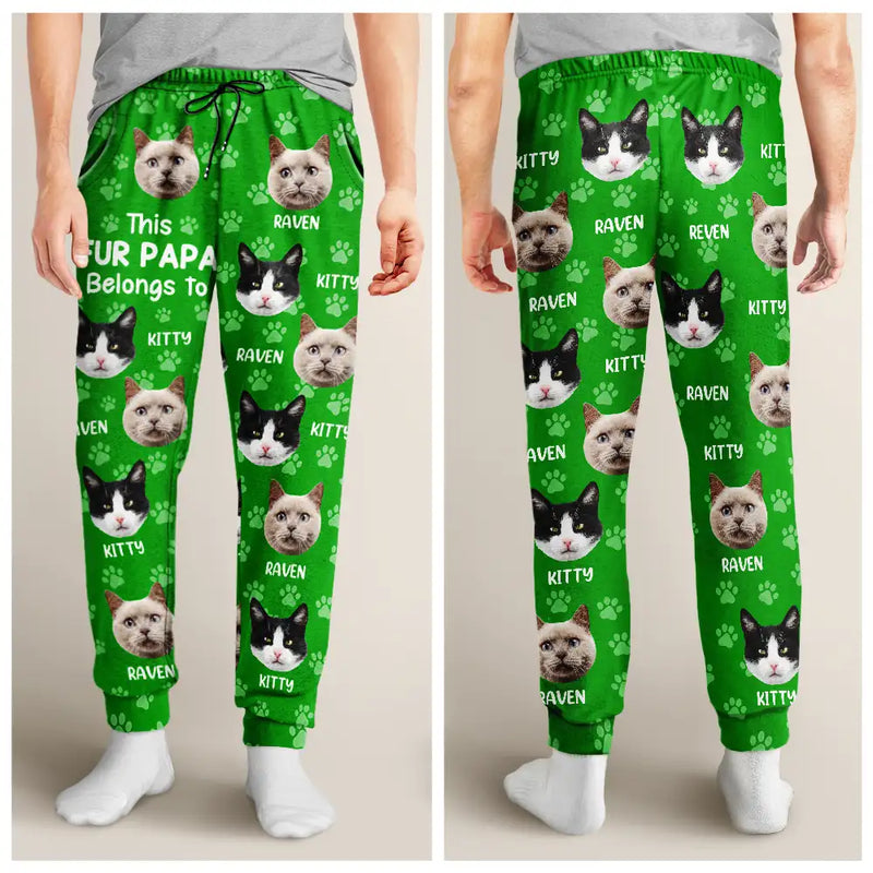 Cat Lovers,Pet Lovers,Dog Lovers,Dog Mom,Dog Dad,Cat Mom,Cat Dad,Happy - Custom Photo Funny Pet Face This Dog Dad Belongs To - Personalized Pajama Pants