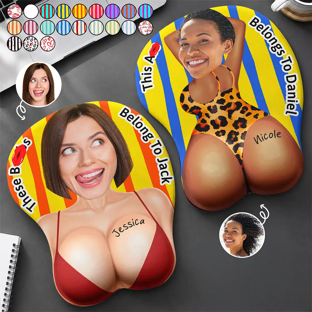 Custom Photo, Summer, Gift For Boyfriend, Gift For Couples, Humorous, Cut-Face Photo - Custom Photo Funny & Naughty - Personalized Mouse Pad