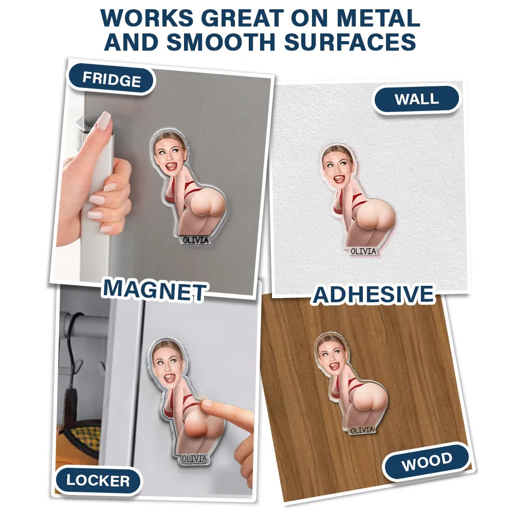 Custom Photo, Summer, Gift For Boyfriend, Gift For Couples, Humorous, Cut-Face Photo - Custom Photo Funny & Naughty Just One Poke - Personalized Squishy Acrylic Fridge Magnet
