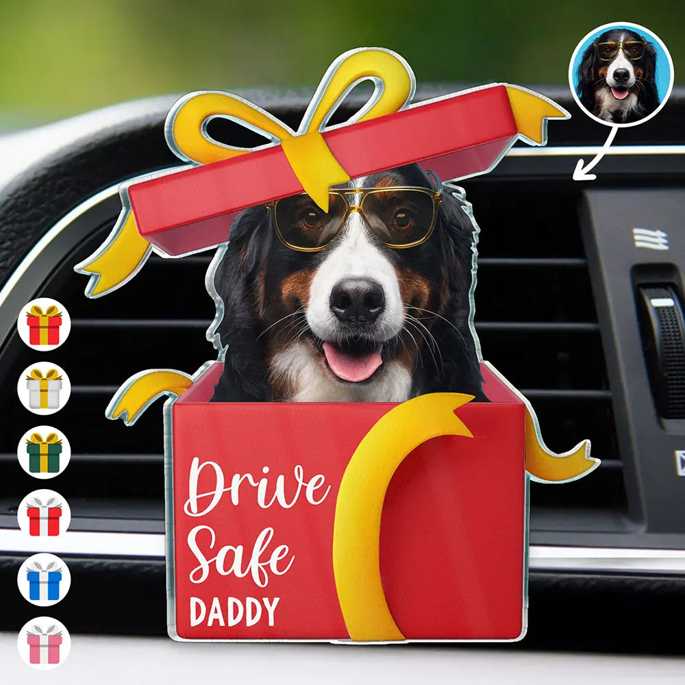 Custom Photo Gift Box Drive Safe - Personalized Acrylic Car Vent Clip