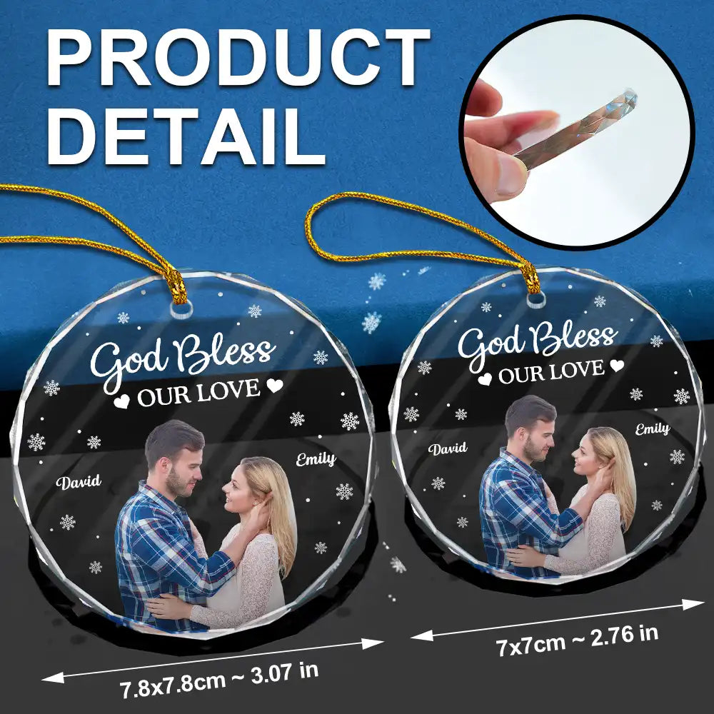Gift For Couples - Custom Photo God Gave Me You - Personalized Circle Glass Ornament
