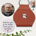 Memorial,Family,Parents,Gift For Grandparents,Sad - Custom Photo God Has You In His Arms Memorial - Personalized Leather Pocket Hug