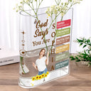 Gift For Yourself,Gift For Women,Happy,Gift For Men - Custom Photo God Says I Am Bible Verse - Personalized Acrylic Book Vase