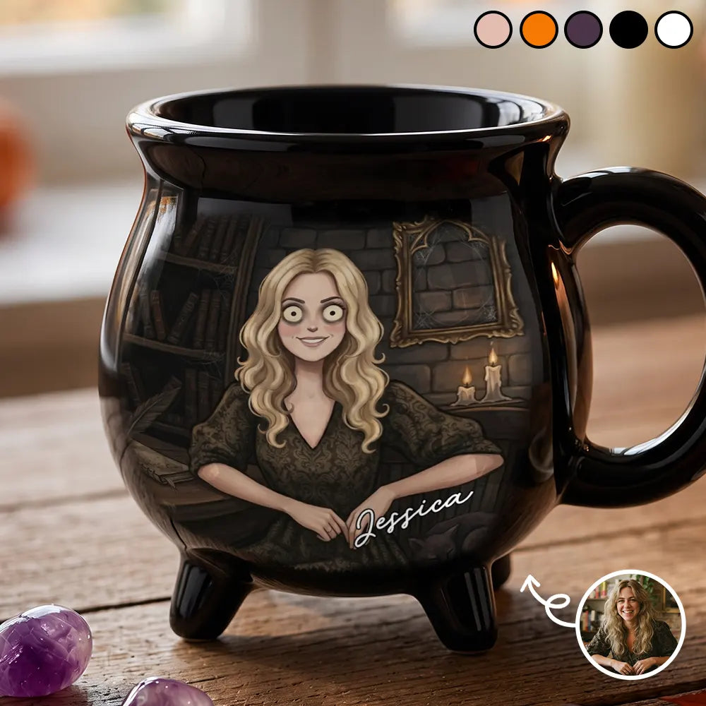 Adorable,Art Design,Halloween,Family,Photo - Gothic Portrait Art - Custom Photo Gothic Portrait Art - Personalized Cauldron Mug