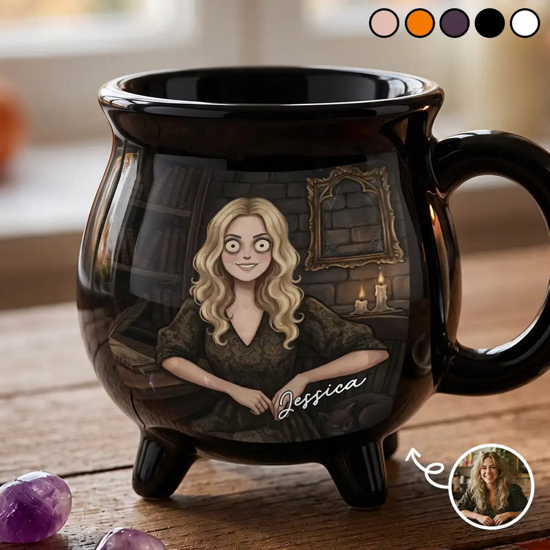 Adorable,Art Design,Halloween,Family,Photo - Gothic Portrait Art - Custom Photo Gothic Portrait Art - Personalized Cauldron Mug