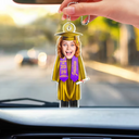 Gift For Yourself,Graduation,Happy - Custom Photo Graduation Cap Gown Stole - Personalized Acrylic Car Hanger