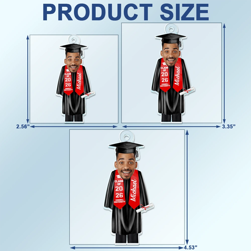 Gift For Yourself,Graduation,Happy - Custom Photo Graduation Cap Gown Stole - Personalized Acrylic Car Hanger