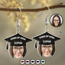 Graduation,Gift For Yourself,Gift For Women,Gift For Daughter,Gift For Sisters,Gift For Bestie - Custom Photo Graduation Hat With Funny Face - Personalized Acrylic Earrings