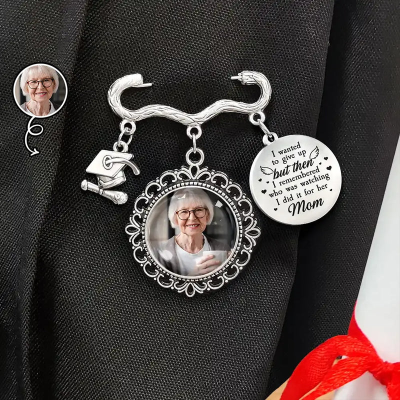 Graduation,Family,Love - Custom Photo Graduation I Remembered Who Was Watching - Personalized Graduation Tassel Pin
