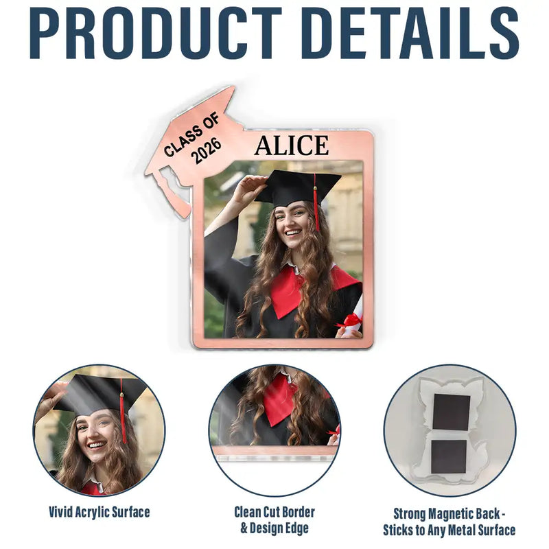 Graduation,Happy,Gift For Kids,Gift For Daughter,Gift For Son,Gift For Sibling,Gift For Sisters,Gift For Brothers,Gift For Bestie,Christian,Photo - Custom Photo Graduation Keepsake - Personalized Acrylic Magnet