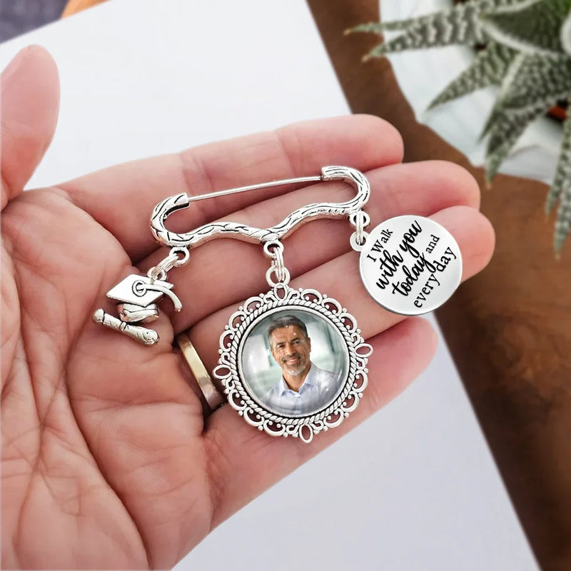 Graduation, Gift For Yourself, Custom Photo, Memorial, Sad - Custom Photo Graduation Walking Beside You Memorial - Personalized Graduation Tassel Pin