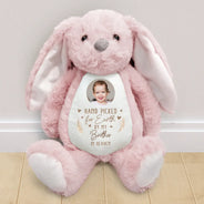 Memorial, Pregnant Mom, New Mom, New Dad, New baby, Parents - Custom Photo Hand Picked For Earth By My Grandpa Grandma - Personalized Soft Toy Bunny