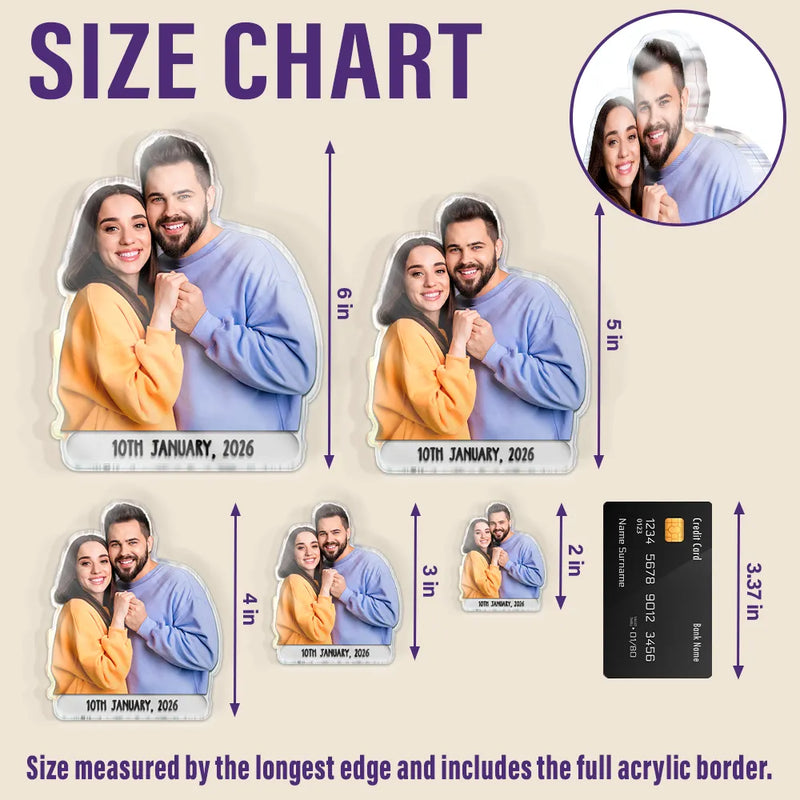 Gift For Couples, Gift For Husband, Gift For Wife, Gift For Boyfriend, Gift For Girlfriend, LGBT, Love, Non-Eng - Custom Photo Happy Couple - Personalized Acrylic Fridge Magnet