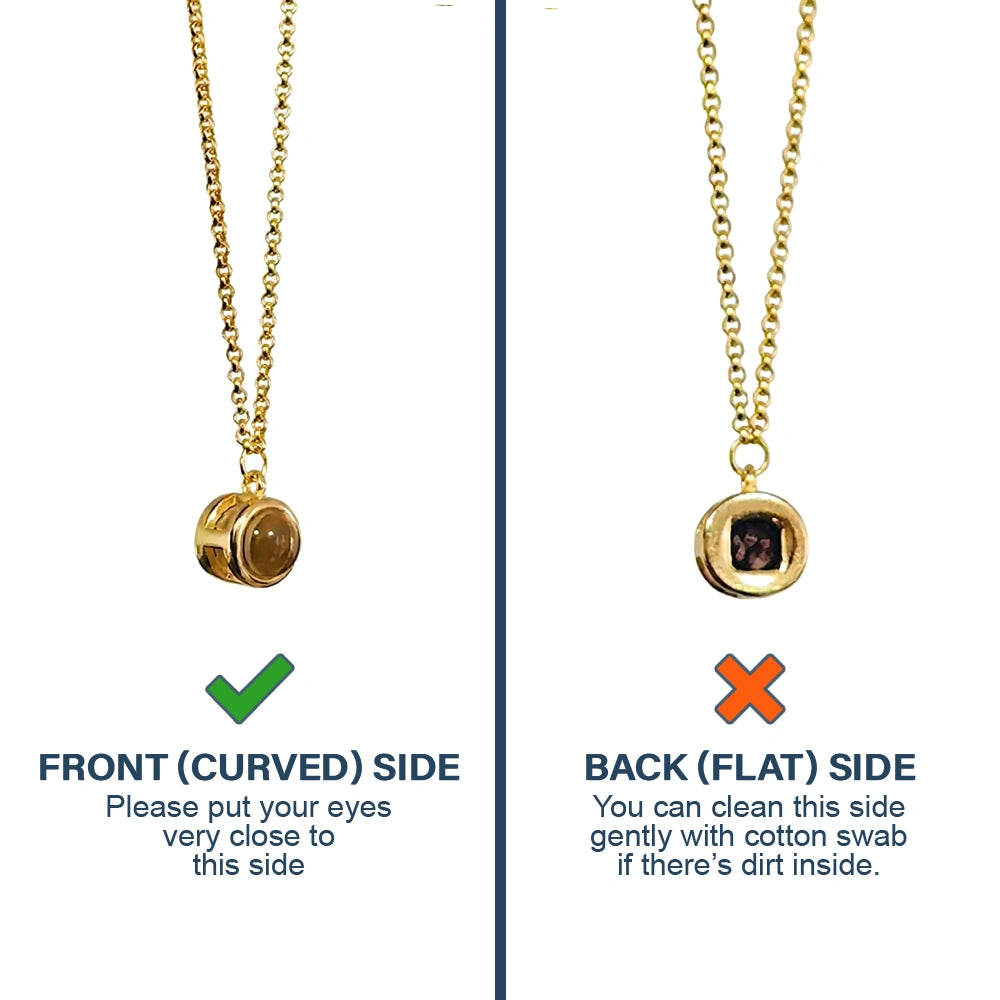 Happy,Parents,Gift For Grandparents,Gift For Mother,Gift For Wife,Gift For Grandma - Custom Photo Happy Kid Grandkids Parents Grandparents - Personalized Bubble Projection Necklace