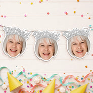 Custom Photo, Retirement, Gift For Yourself, Humorous, Cut-Face Photo, Icon - Custom Photo Happy Retirement Queen, King - Personalized Garland Banner