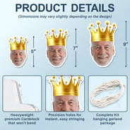 Custom Photo, Retirement, Gift For Yourself, Humorous, Cut-Face Photo, Icon - Custom Photo Happy Retirement Queen, King - Personalized Garland Banner