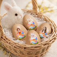 Easter,Non-Eng,Gift For Kids,Gift For Grandkids,Grandma - Grandkids,Grandpa - Grandkids,Dad - Children,Mom - Children,Happy - Custom Photo Hatching Easter Egg - Personalized Musical Wooden Easter Egg Shaker