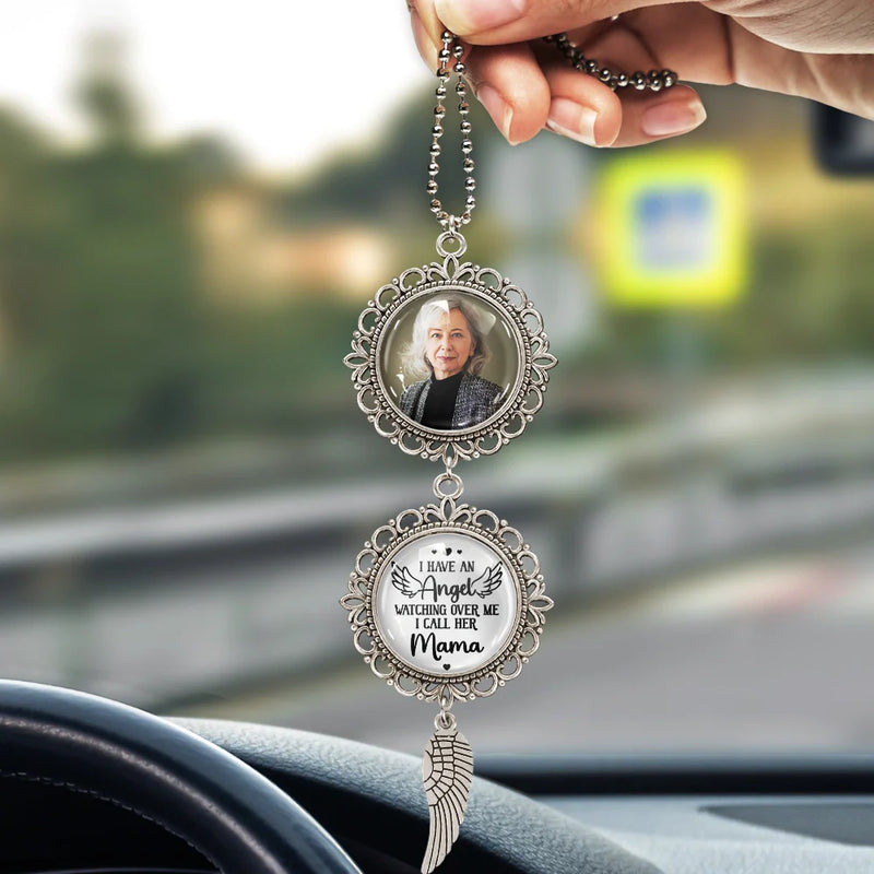 Memorial,Custom Photo,Gift For Mother,Sad - Custom Photo Have An Angel Watching Over Me - Personalized Photo Pendant Charm