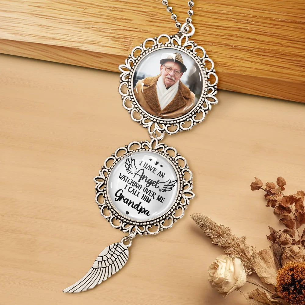 Memorial,Custom Photo,Gift For Mother,Sad - Custom Photo Have An Angel Watching Over Me - Personalized Photo Pendant Charm