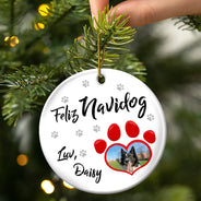 Funny,Custom Photo,Pet Lovers,Pet Mom,Pet Dad,Christmas - Custom Photo Have Yourself A Furry - Personalized Circle Ceramic Ornament