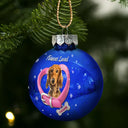 Memorial,Dog Lovers,Christmas - Custom Photo Heart-Shaped Collar With Bone Charm For Dog Lovers - Personalized Ball Ornament