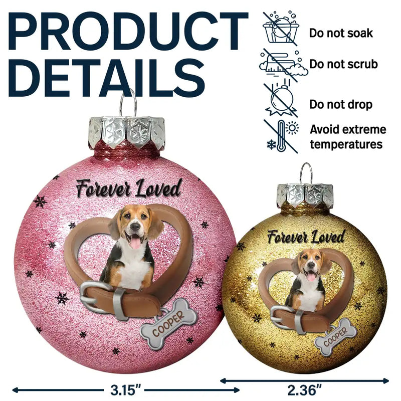 Memorial,Dog Lovers,Christmas - Custom Photo Heart-Shaped Collar With Bone Charm For Dog Lovers - Personalized Ball Ornament