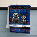 Art Design,Playful,Pet Lovers,Hispanic,Photo - Hispanic Mexican Flowers Pet - Custom Photo Hispanic Pet Day Of The Dead Hispanic Mexican Dog Cat - Personalized Kitchen Towel
