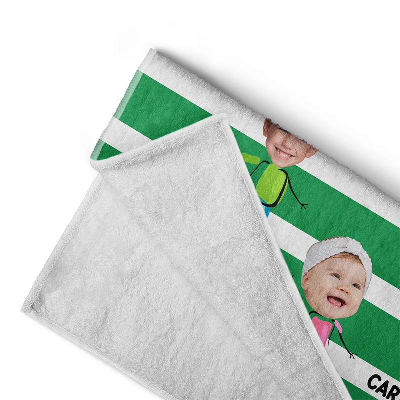 Gift For Mother,Gift For Aunt,Gift For Grandma,Funny,Custom Photo - Custom Photo Hot Mom Mum Aunt Summer Color Stripe - Personalized Beach Towel