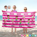 Gift For Mother,Gift For Aunt,Gift For Grandma,Funny,Custom Photo - Custom Photo Hot Mom Mum Aunt Summer Color Stripe - Personalized Beach Towel