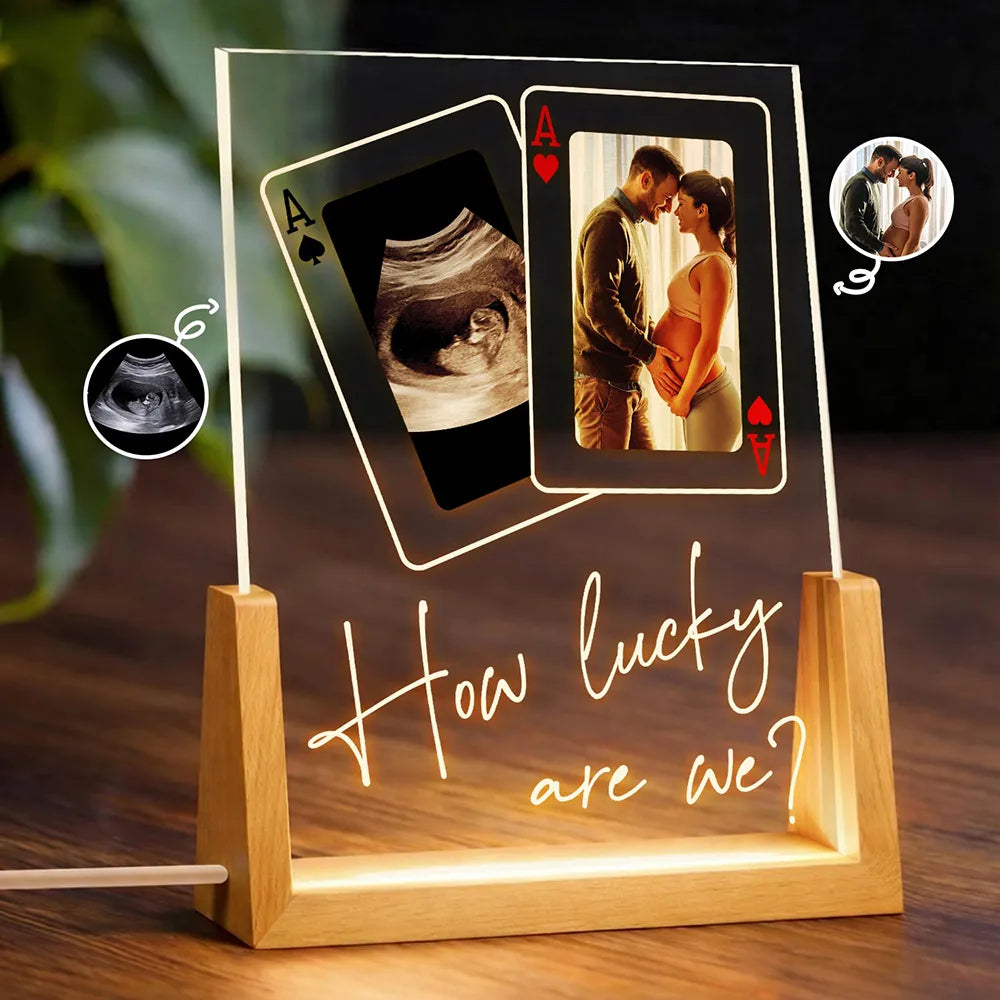 Custom Photo How Lucky Are We Family Mother Father - Personalized Night Light