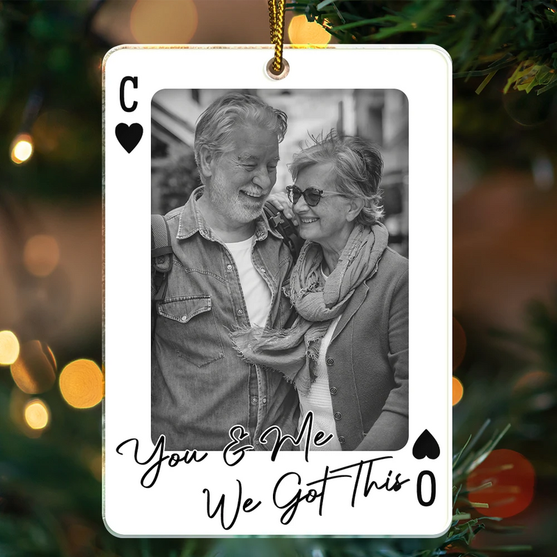 Christmas,Custom Photo,Romantic,Gift For Couples,Dynamic Photo-Custom Photo How Lucky Are We Playing Card - Personalized Custom Shaped Acrylic Ornament