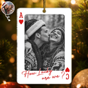 Christmas,Custom Photo,Romantic,Gift For Couples,Dynamic Photo-Custom Photo How Lucky Are We Playing Card - Personalized Custom Shaped Acrylic Ornament